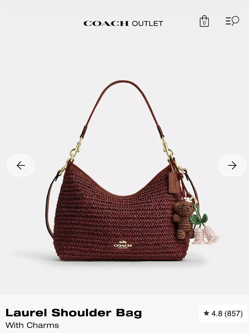NWT Coach Limited Edition Natural Straw Laurel Shoulder Bag With Charms - Picture 12 of 16
